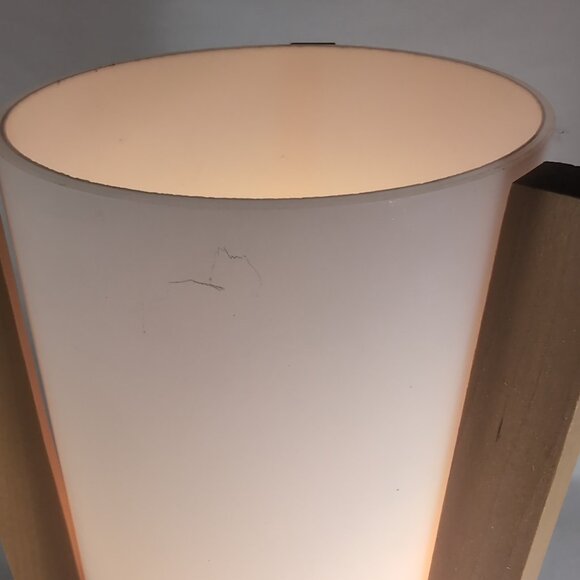 IKEA Porfylit Vintage Rocket Tripod Table Lamp White Glass Beige Wood 90s Retro - Picture 11 of 16